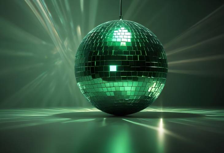 Green Disco Ball Shimmering with Light Reflection Vibrant Party Decor for Night life Scenes