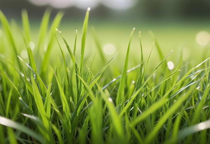 Green Grass Close Up with Blurry Nature Background