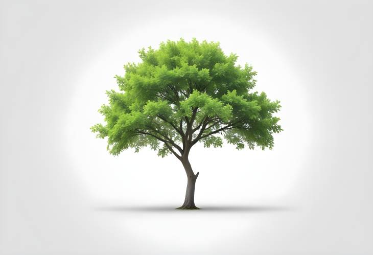 Green Tree Isolated on White Background Simple Nature Image for Design and Advertising