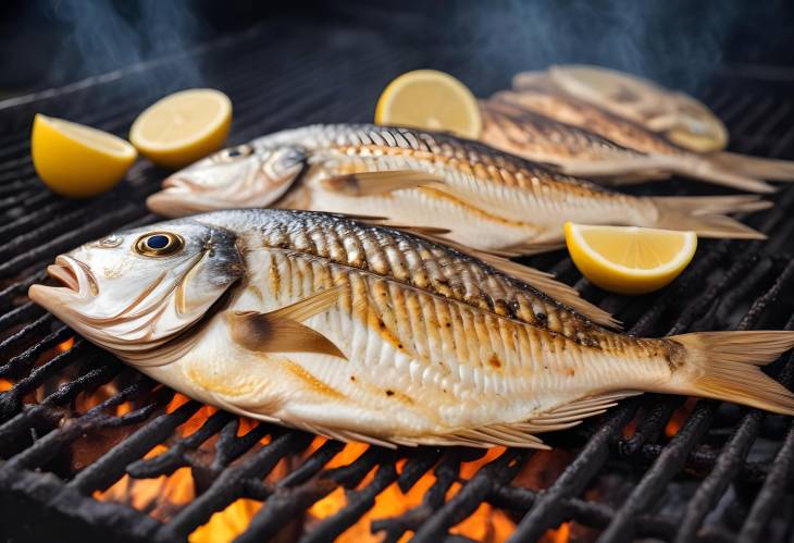 Grilled Dorada Fish on the BBQ A Delicious Seafood Dish Perfectly Captured in Food Photography