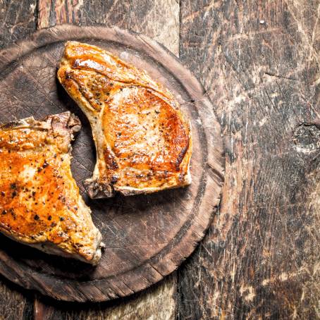 Grilled Pork TopDown View Isolated on White Background for Perfect Food Photography