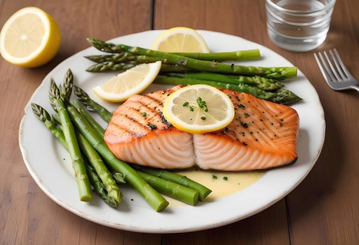 Grilled Salmon Fillet with Asparagus and Lemon Butter