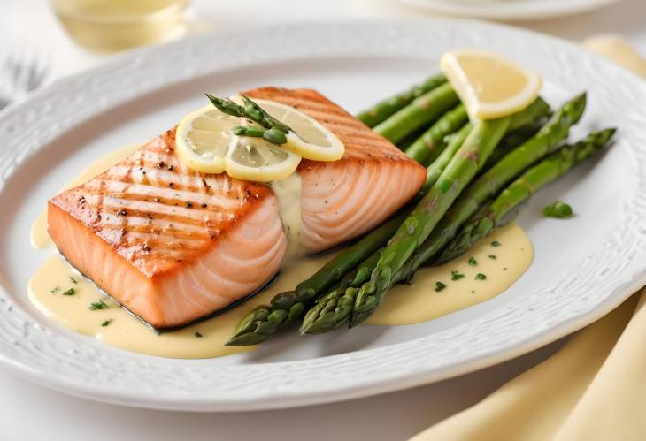 Grilled Salmon with Asparagus and Zesty Lemon Sauce