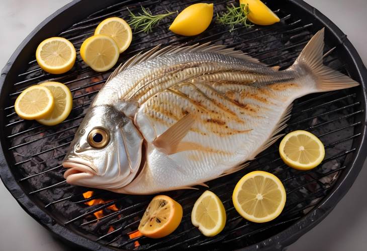 Grilling Dorada Fish to Perfection on the BBQ A Delicious Seafood Dish Captured in Food Photograph