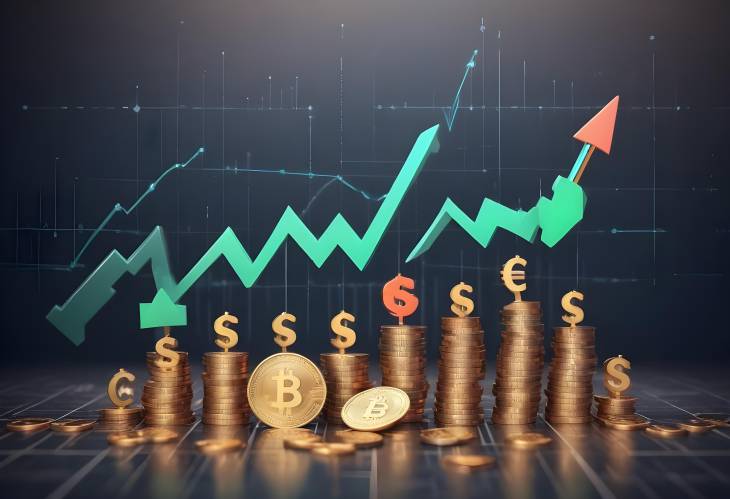 Growth Arrow on Coin 3D Financial Success and Investment Graph