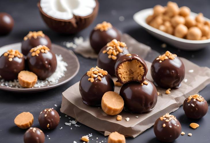 Guilt Free Vegan Candies  Chickpea and Peanut Butter Energy Balls with Chocolate and Coconut Chips