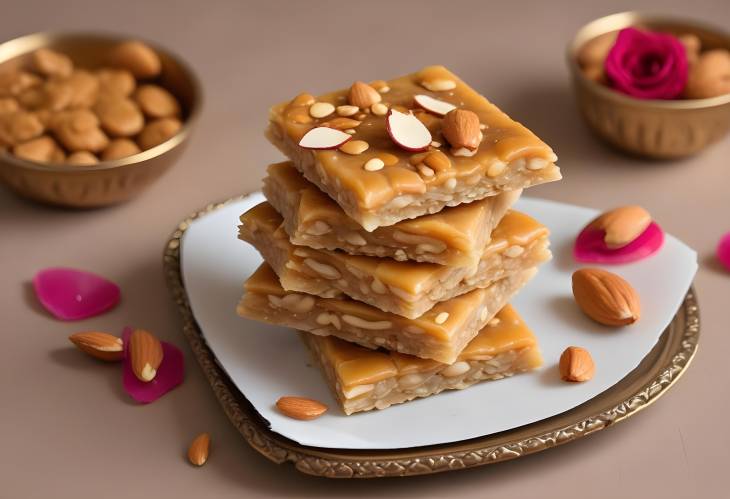 Gulab Badam Chikki Sweet Almond and Rose Flavored Brittle, A Traditional Treat