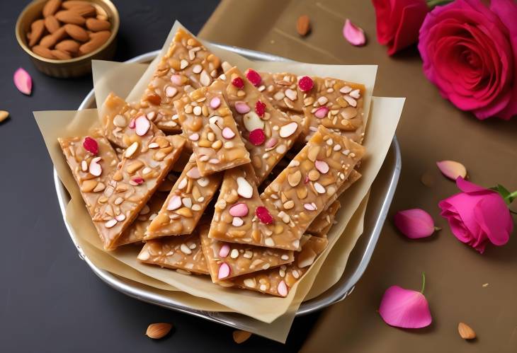 Gulab Badam Chikki Traditional Sweet with Almond and Rose Flavors