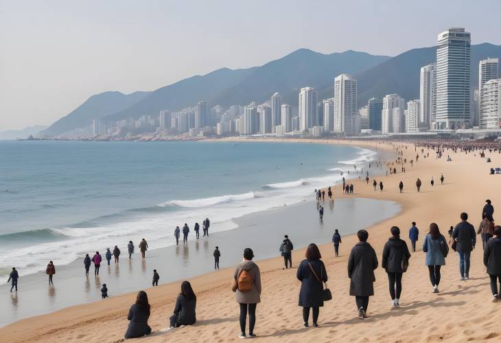 Haeundae Beach in Busan Tourists Enjoying the Scenic Oceanfront