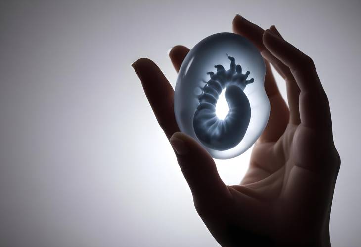 Hand Silhouette with Embryo Symbol of Fertility and Early Stages of Pregnancy