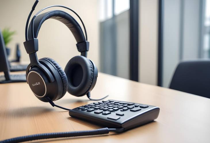 Headset and Support Equipment Ready for Customer Assistance in Call Center