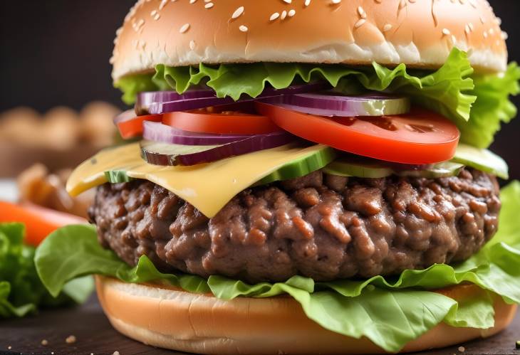 Healthy and Hearty Close Up of Beef and Vegetable Burger