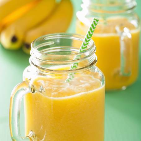 Healthy Banana Smoothie in Mason Jars for Breakfast