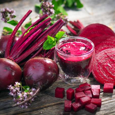 Healthy Beetroot Juice in a Glass with Copy Space for Recipe and Catalogue Use