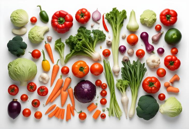 Healthy Fresh Vegetables on White Background Ideal for Nutrition and Cooking