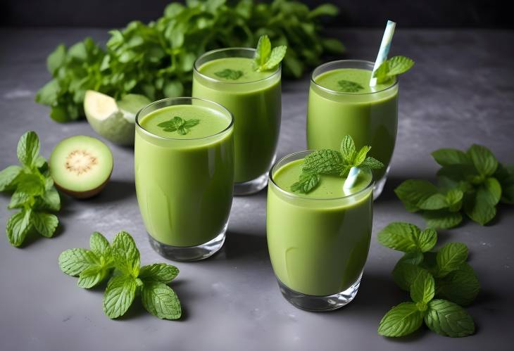 Healthy Green Smoothie with Mint A Fresh and Vibrant Drink for a Boost of Energy