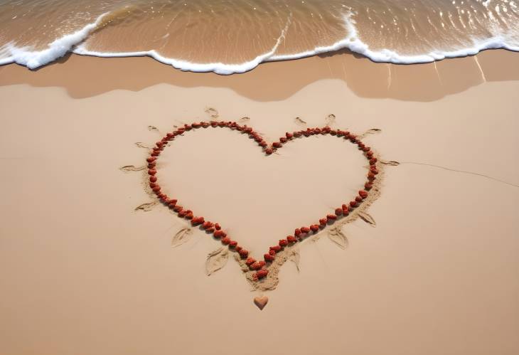 Heart Design in Sand on Beach A Romantic Gesture Against a Beautiful Ocean Backdrop