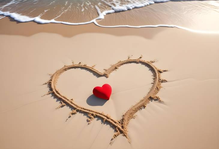 Heart in Sand on Beach A Romantic and Natural Expression of Love at the Seaside