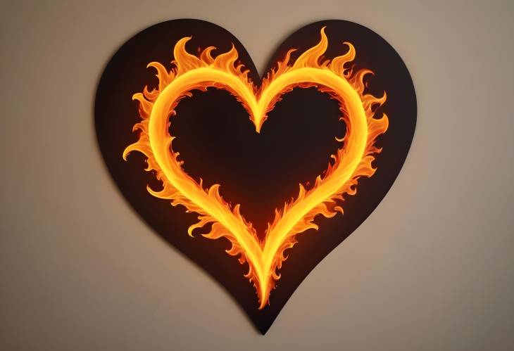 Heart Shape Encased in Fire Flame A Vivid Expression of Fiery Love and Romance