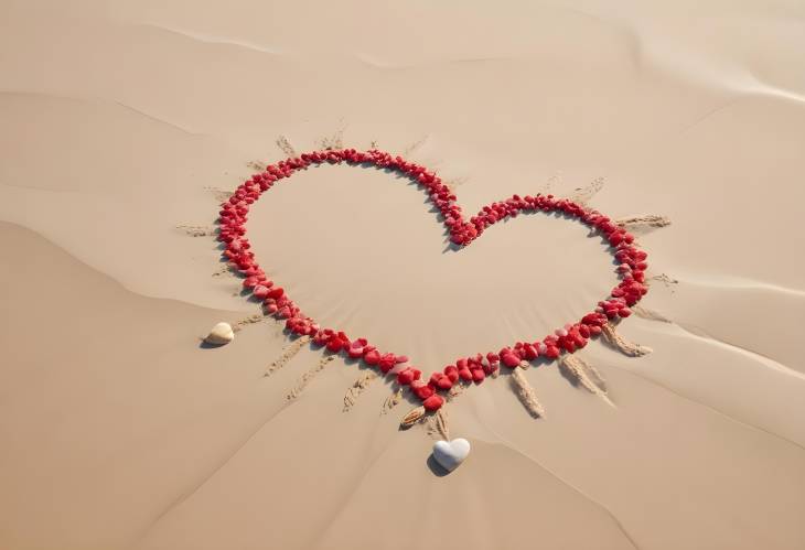 Heart Shape in Sand on Beach A Beautiful and Romantic Gesture with Ocean Backdrop