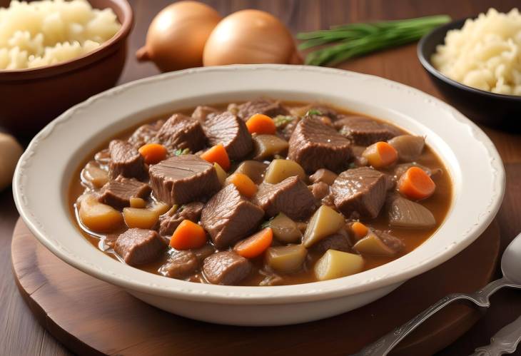 Hearty Beef and Onion Stew Comforting, Slow Cooked Goodness