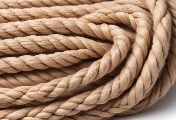 Hemp Rope Isolated on White. Organic, Sustainable Material for Eco Friendly Crafts and Decor