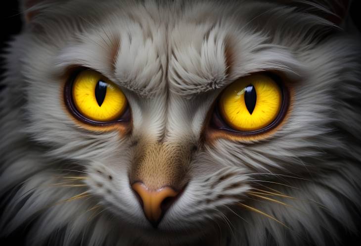 High Contrast Wild Yellow Eyes Isolated on Black Intense Close Up with Dramatic Detail