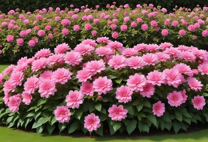 High Quality Cut out of Pink Flowers and Flower Bed Isolated on White Background for Garden Design