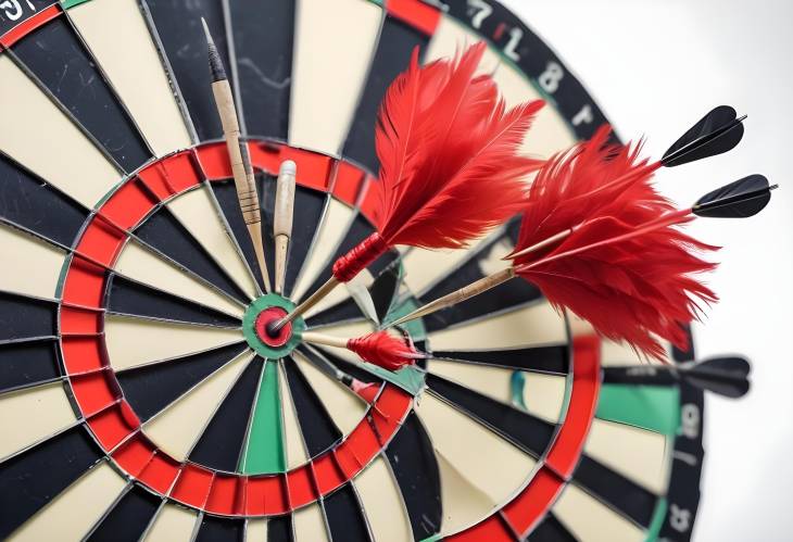 High Quality Dart with Red Plumage Isolated for Dartboard Precision