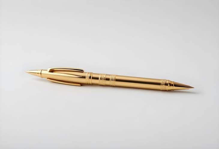 High Quality Golden Pen Isolated on White Surface Premium Tool for Elegant and Professional Writin