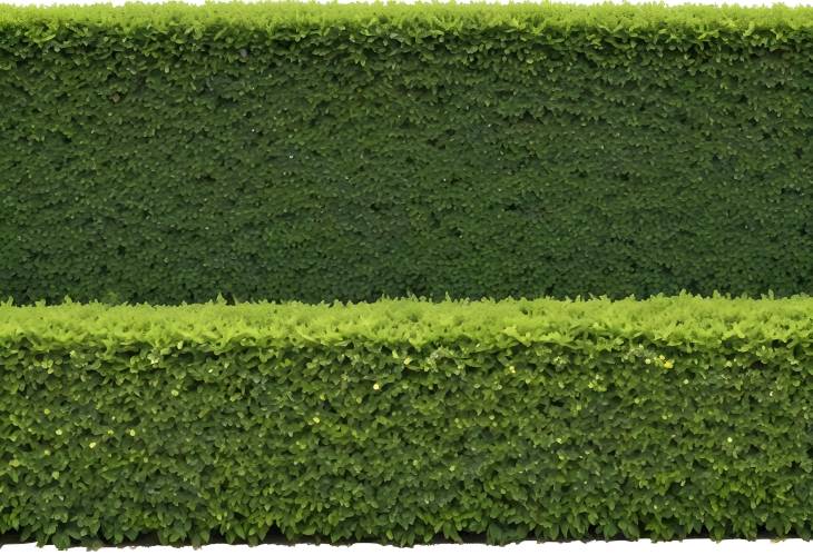 High Resolution Cutout of Flowering Green Hedge and Flower Bed for Garden Design on White Background