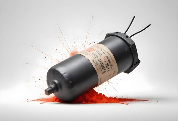 High Resolution Isolated Dynamite Bomb with Timer Clear View on White Background