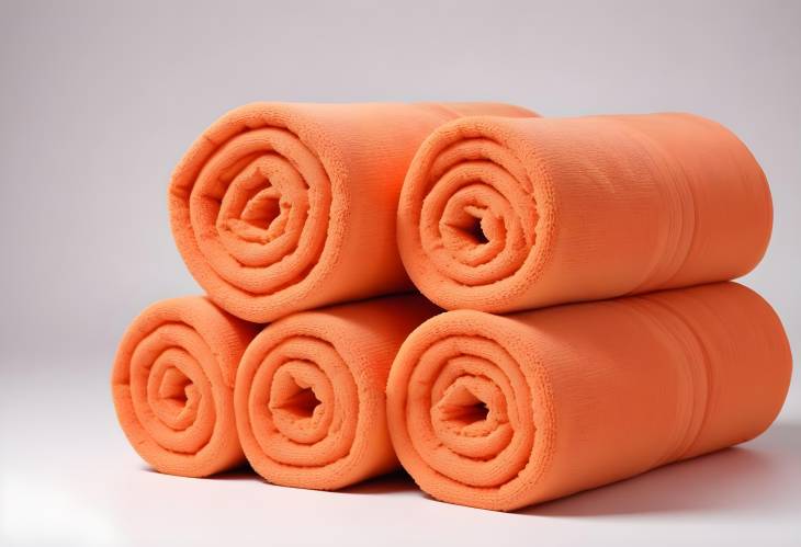 High Resolution Orange Towel Rolls Isolated on White