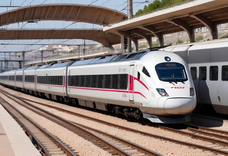 High Speed AVE Train on Valencia Railway, RENFE SNCF Talgo 250 Dual, April 12, 2023, Spain