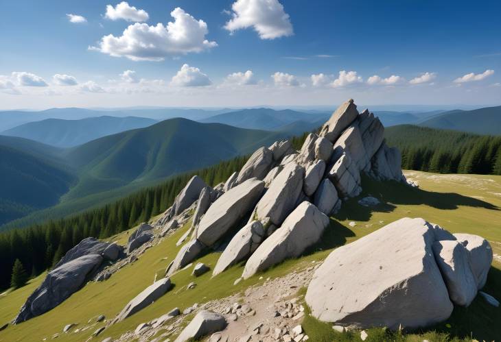 High Up in the Carpathians Rock Formation Against a Blue Sky