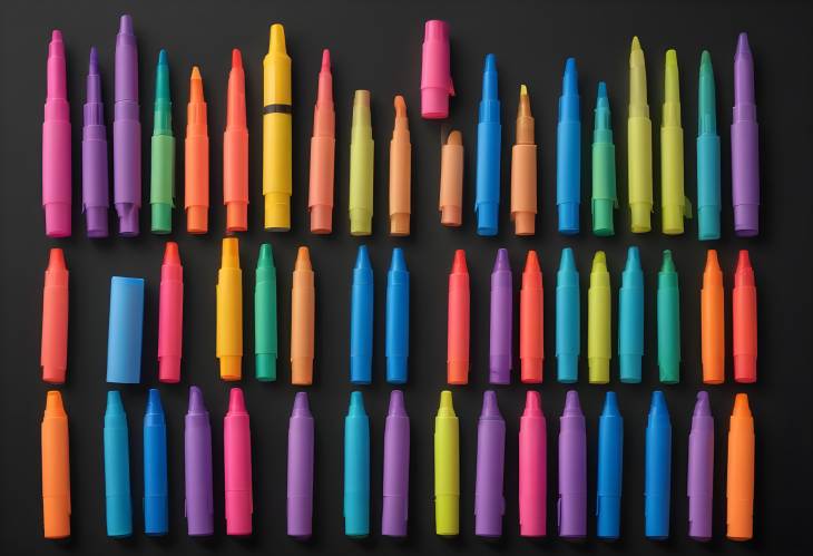 Highlighter Marker Set Colorful Pens on Isolated Background with Clipping Path