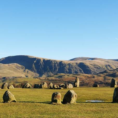 Historic Castle Rigg Stone Circle in Keswick Lush Green Landscape