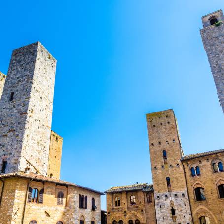 Historic San Gimignano Aerial View of Medieval Towers in Tuscany