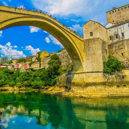 Historic Stari Most Old Bridge Landmark in Mostar, Bosnia