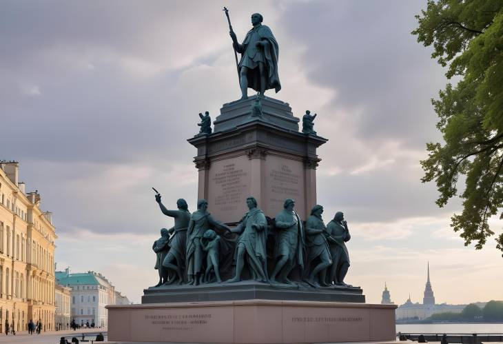 Historical Monument to Peter the Great in St. Petersburg with Inscription 1782 by Ekaterina II