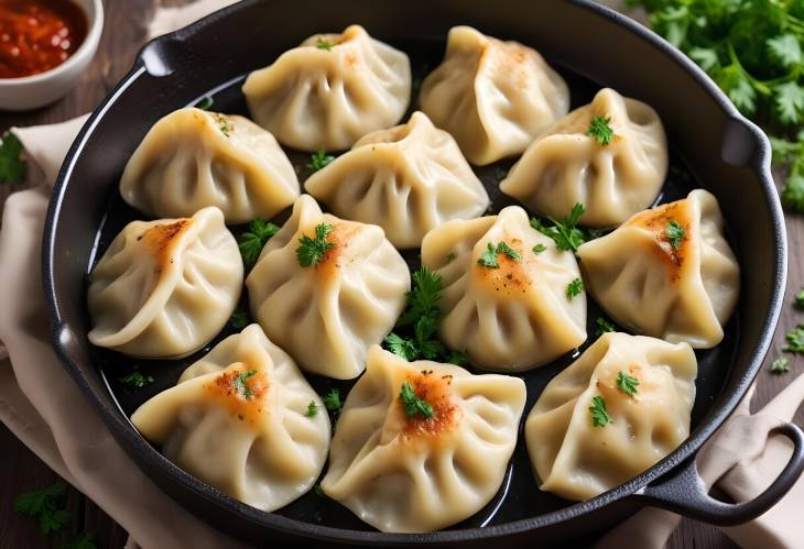 Homemade Dumplings with Fried Onion and Parsley  Crispy and Savory Delight