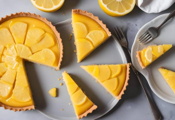 Homemade Lemon Tart Cut into Beautiful Slices