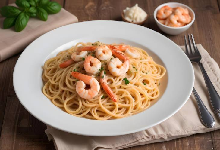 Homemade Spaghetti with Creamy Shrimp Sauce