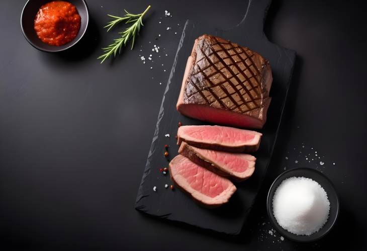 Horizontal Photo Chefs Beef Steak  Salt Background