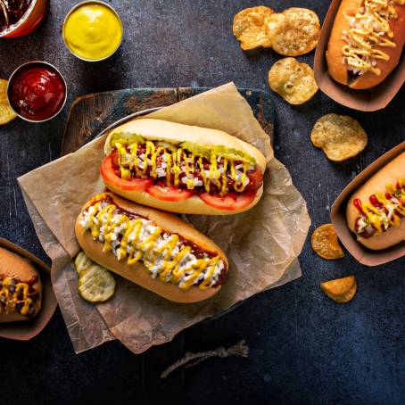 Hot Dog with Mustard and Ketchup, Paired with a Chilled Beer