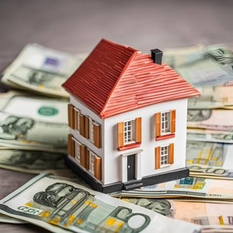 House Model on Euro Cash Stack Closeup  Real Estate Finance and Investment Strategy