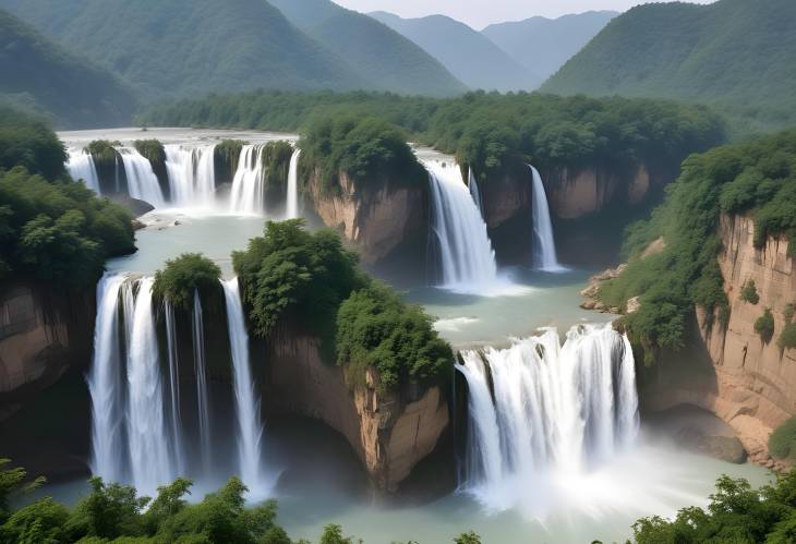 Huangguoshu Falls Breathtaking Waterfall in Chinas Guizhou Province Surrounded by Nature