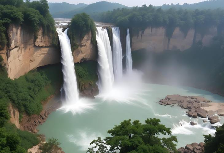 Huangguoshu Falls Natural Wonder with Breathtaking Waterfall and Lush Guizhou Surroundings