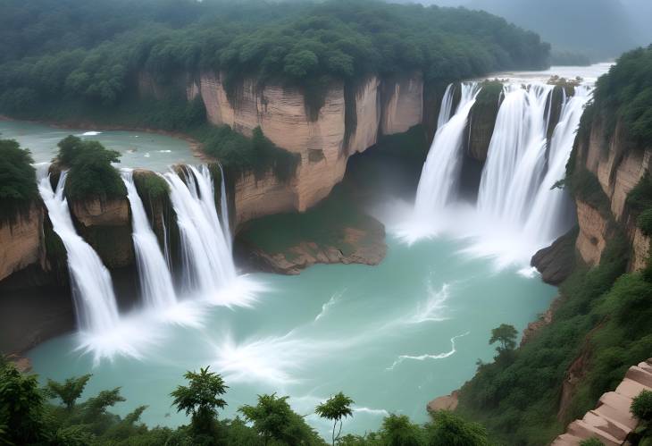 Huangguoshu Waterfalls Guizhous Iconic Waterfall Surrounded by Verdant Landscape