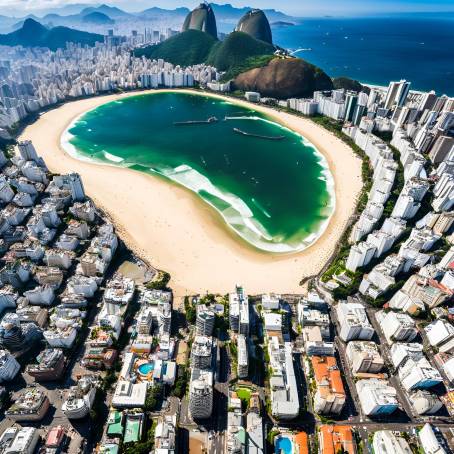 Iconic Aerial View of Copacabana and Ipanema Beaches in Rio de Janeiro, Brazil